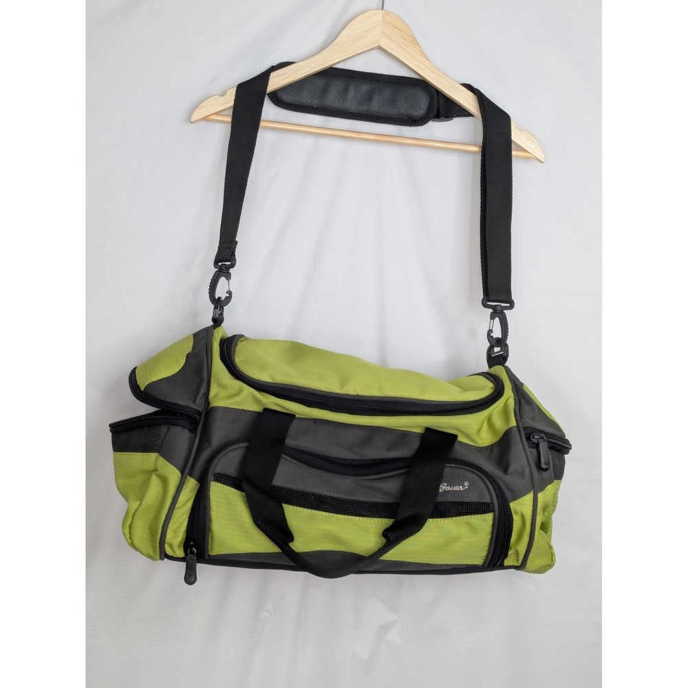 Eddie Bauer Duffle Bag 17" Green Gray Travel Gym Carry On Shoulder Strap